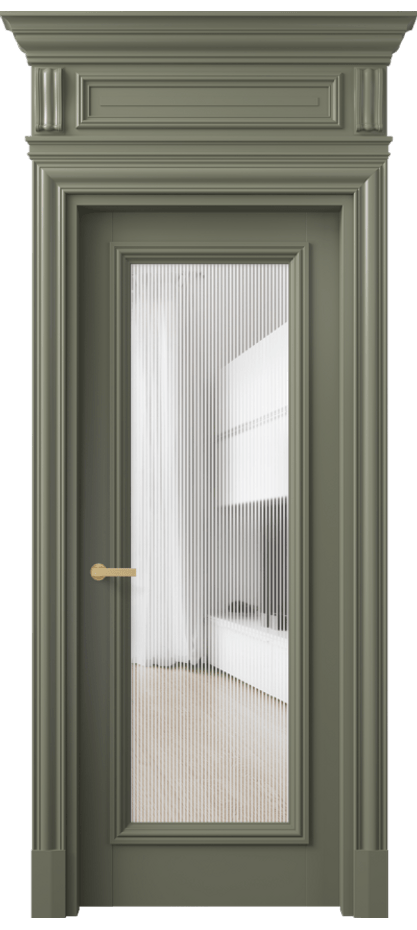 Межкомнатная дверь Antique 7300 Бук оливковый тёмный Рифлёное стекло "Дюна", триплекс Цена 168609 ₽ | Volhovec