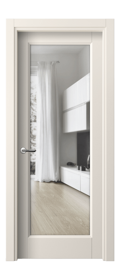 Межкомнатная дверь Галант 1402 ПЭТ кремово-белый Прозрачное стекло Цена 33699 ₽ | Volhovec