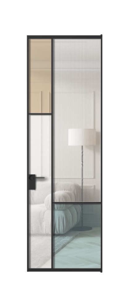 Межкомнатная дверь Mosaic АЛПЛ041.13 Алюминий Черный Комбинация стекол Группы 1 и Группы 3 Цена 166070 ₽ | Volhovec