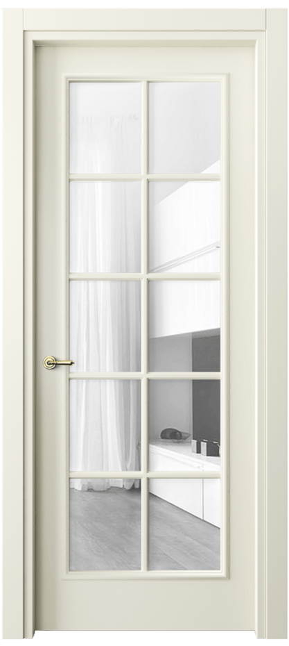 Межкомнатная дверь Paris 8102 Матовый молочно-белый Прозрачное стекло Цена 61599 ₽| Volhovec