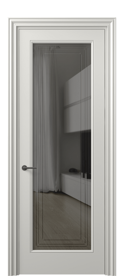 Межкомнатная дверь Mascot 8400 Матовый серый Прозрачное серое стекло с гравировкой "Грани", триплекс Цена 65999 ₽ | Volhovec