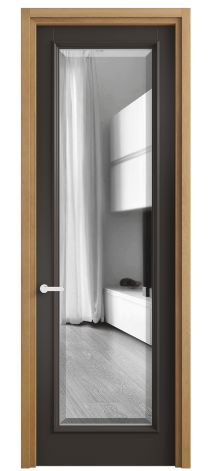 Межкомнатная дверь Шарм 6702 Бук антрацит Двустороннее зеркало с фацетом, триплекс Цена 107399 ₽ | Volhovec