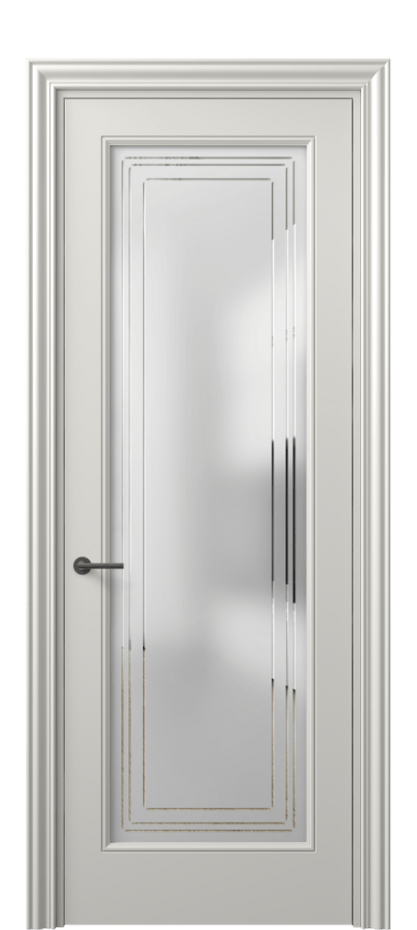 Межкомнатная дверь Mascot 8400 Матовый серый Сатинированное стекло с гравировкой "Грани", триплекс Цена 65999 ₽ | Volhovec