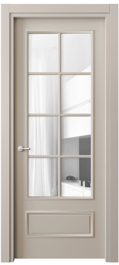 Межкомнатная дверь Paris 8112 Матовый светло-бежевый Прозрачное стекло Цена 76999 ₽| Volhovec