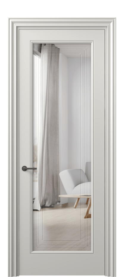 Межкомнатная дверь Mascot 8400 Матовый серый Двустороннее зеркало с гравировкой "Грани"», триплекс Цена 67599 ₽ | Volhovec