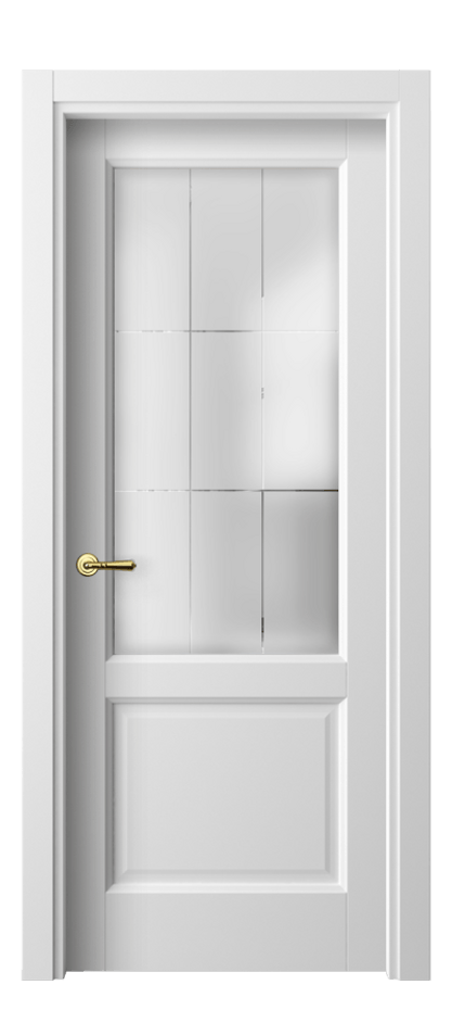 Межкомнатная дверь Galant 1422 Белый шёлк Сатинированное стекло с гравировкой "Лофт" Цена 29919 ₽ | Volhovec