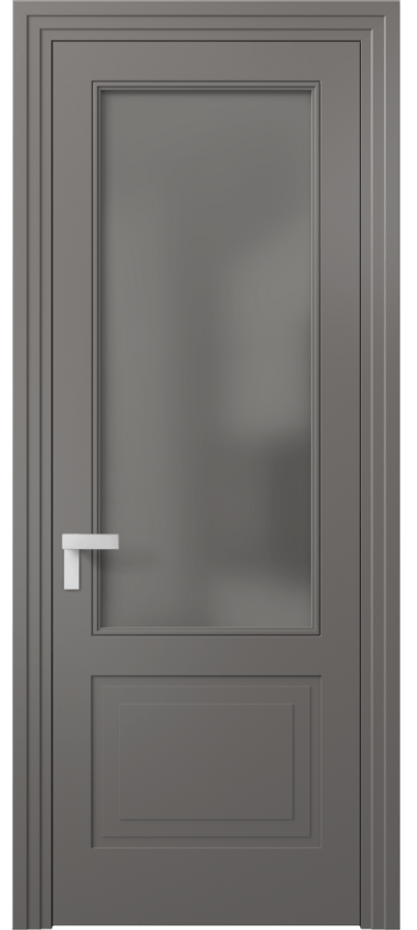 Межкомнатная дверь Rocca 8352 Матовый классический серый Сатинированное серое стекло, триплекс Цена 66319 ₽ | Volhovec