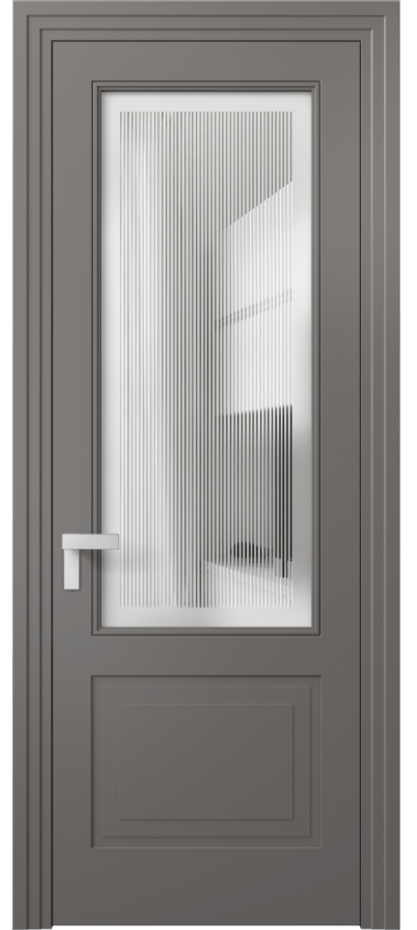 Межкомнатная дверь Rocca 8352 Матовый классический серый Сатинированное с гравировкой "Каннелюры", триплекс Цена 73519 ₽ | Volhovec
