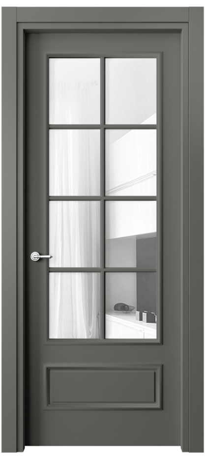 Дверь межкомнатная Paris 8112 Матовый классический серый Прозрачное стекло Гладкий наличник МКЛС Цена 61599 ₽ Наличники уже входят в базовый комплект. Фабрика дверей Волховец 8 (800) 551 43 19 Межкомнатная дверь Paris 8112 Матовый классический серый Прозрачное стекло Цена 61599 ₽| Volhovec