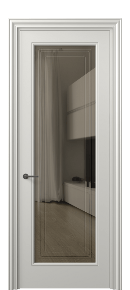 Межкомнатная дверь Mascot 8400 Матовый серый Прозрачное бронзовое стекло с гравировкой "Грани", триплекс Цена 65999 ₽ | Volhovec