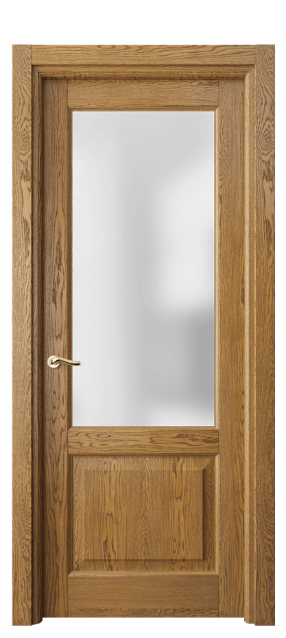 Межкомнатная дверь Lignum 0740 Дуб медовый брашированный Сатинированное стекло Цена 143799 ₽ | Volhovec