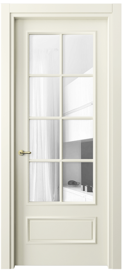Межкомнатная дверь Paris 8112 Матовый молочно-белый Прозрачное стекло Цена 61599 ₽| Volhovec