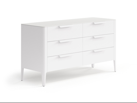 Мебель Комод Piega 6 ящиков. Цвет Матовый пудровый белый. Материал Гладкая эмаль. Коллекция Комод Piega 6 ящиков. Картинка.