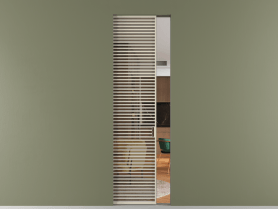 Алюминевая перегородка skr1_07_ Алюминий бежево-серый Бронза прозрачное. Цвет Алюминий бежево-серый. Материал Алюминий в эмали. Коллекция Перегородка Formato скрытый пенал 1 створка. Картинка.