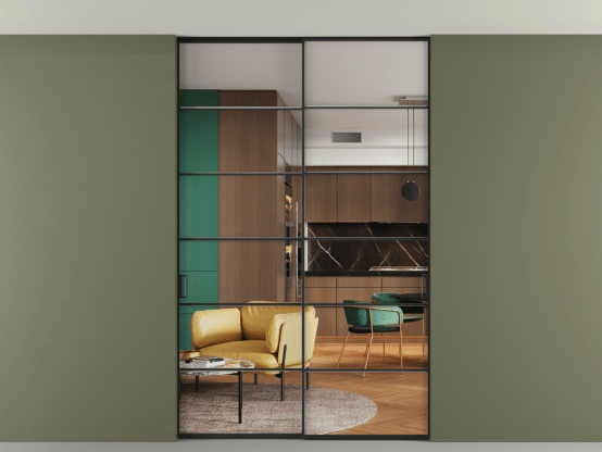 Алюминевая перегородка p2_04 Crystalvision ЧЕР. Цвет Алюминий Черный. Материал Алюминий. Коллекция Перегородка Formato внутри проёма скрытое крепление в потолок 2 створки. Фото. Алюминевая перегородка p2_04 Crystalvision ЧЕР. Цвет Алюминий Черный. Материал Алюминий. Коллекция Перегородка Formato внутри проёма скрытое крепление в потолок 2 створки. Картинка.