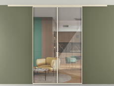 Перегородка Formato вдоль стены на потолок 2 створки