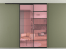 Перегородка Formato вдоль стены на потолок 2 створки с синхронным механизмом