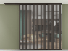 Перегородка Formato вдоль стены на потолок 3 створки с синхронным механизмом