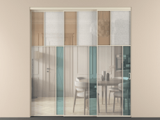 Перегородка Mosaic внутри проёма 3 створки с синхронным механизмом