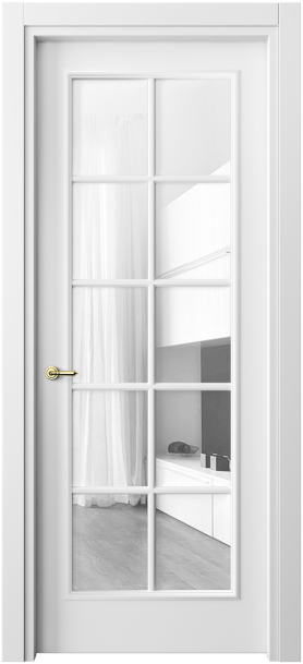 Дверь межкомнатная 8102 МБЛ Прозрачное стекло. Цвет Матовый белоснежный. Материал Гладкая эмаль. Коллекция Paris. Картинка.